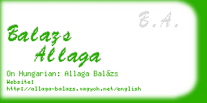 balazs allaga business card